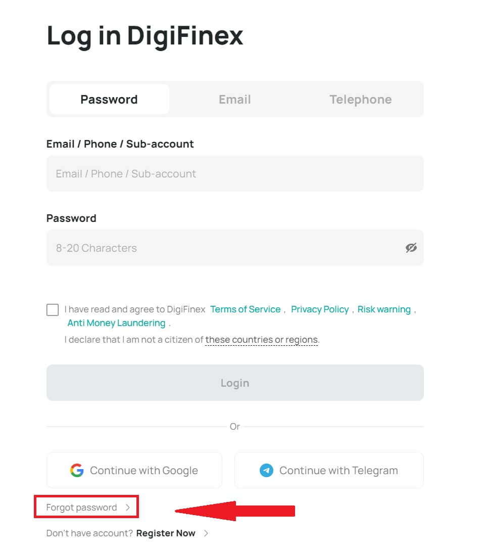 Sådan logger du på DigiFinex Sådan logger du på DigiFinex