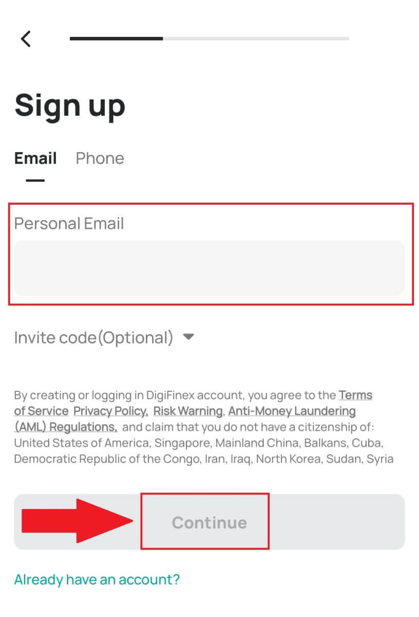 Come registrare un account su DigiFinex Come registrare un account su DigiFinex